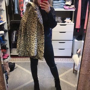 Guess Leopard Print Faux Fur Jacket